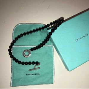 Tiffany Black ONYX BEADS TOGGLE necklace Silver